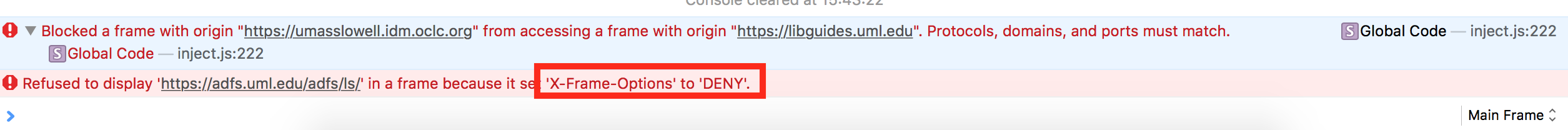 Refused to display the URL because it set XFrame Options To Deny